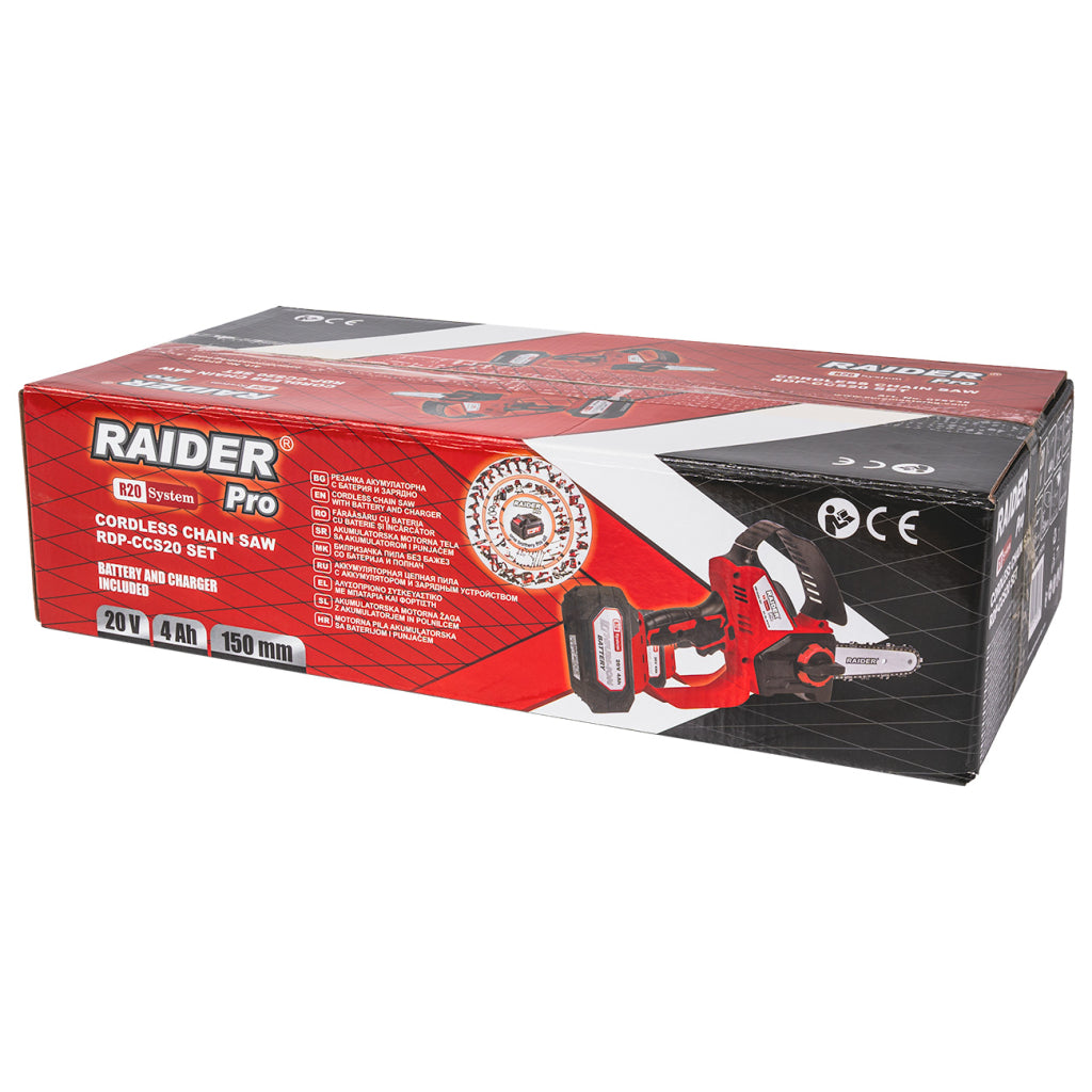 Raider R20 Fierastrau de gradina cu lant si lama 20V 150mm 2.0Ah RDP-CCS20 R20 - O baterie, multe posibilitati!