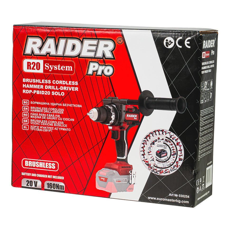 Raider R20 Masina de gaurit si insurubat 20V 160Nm SOLO RDP-PBID20 R20 - O baterie, multe posibilitati!