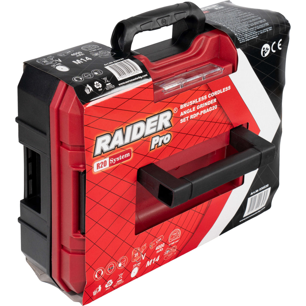Raider R20 Polizor unghiular cu motor fara perii  Ø125mm 20V 4.0Ah RDP-PBAG20 R20 - O baterie, multe posibilitati!