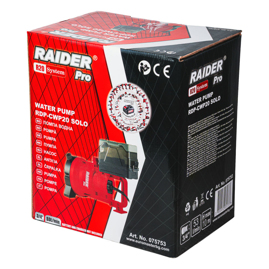 Raider R20 Pompa submersibila cu plutitor  20V 53L/min 10m 3/4" SOLO RDP-CWP20 R20 - O baterie, multe posibilitati!