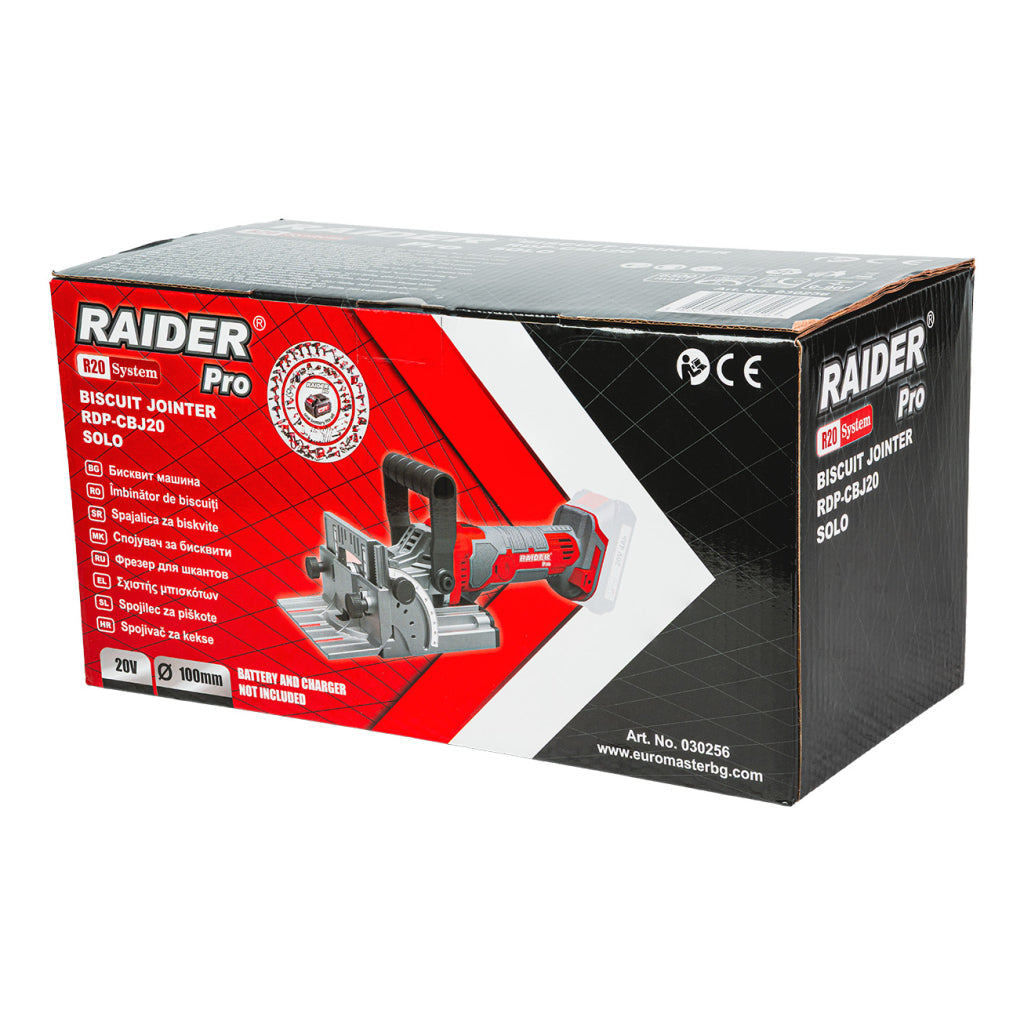 Freza pentru Biscuiti pe Acumulator Raider Pro R20 RDP-CBJ20, 20V, Ø100mm, Solo R20 - O baterie, multe posibilitati!