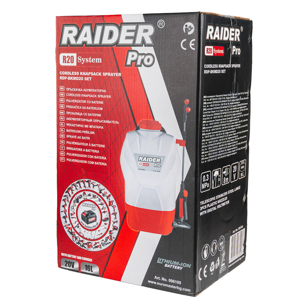 Raider R20 pulverizator cu baterie 20V 16L 3bar 2.0Ah RDP-BKMD20 R20 - O baterie, multe posibilitati!