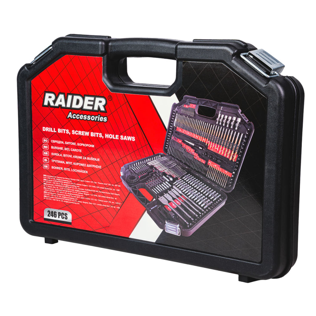 Raider trusa universala 246 burghie, carote si biti lemn, metal si beton R20 - O baterie, multe posibilitati!