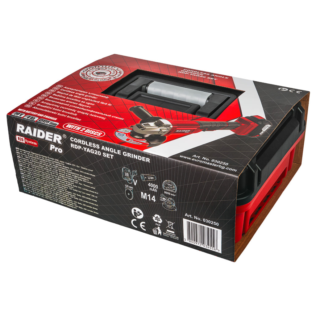 Raider R20 Polizor unghiular Ø125mm 20V 4.0Ah RDP-YAG20 R20 - O baterie, multe posibilitati!