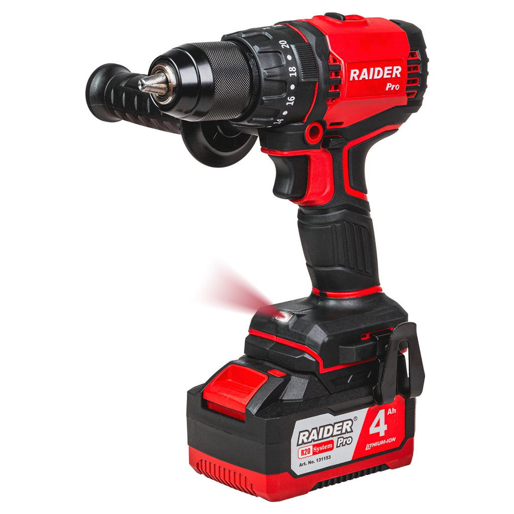 Raider R20 Masina de gaurit cu percutie 20V 4.0Ah 60Nm RDP-YBID20 R20 - O baterie, multe posibilitati!