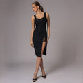 Rochie bodycon cu bust tip corset si fusta midi cu insertie din tulle Gigi Carolina D