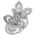 0W336 - Inel din alamă placat cu rodiu, cu zirconiu cubic de grad AAA, incolor