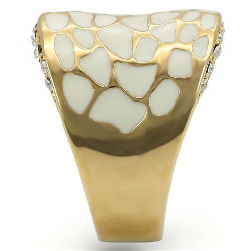 0W379 - Inel din alamă aurie cu cristal de calitate superioară transparent
