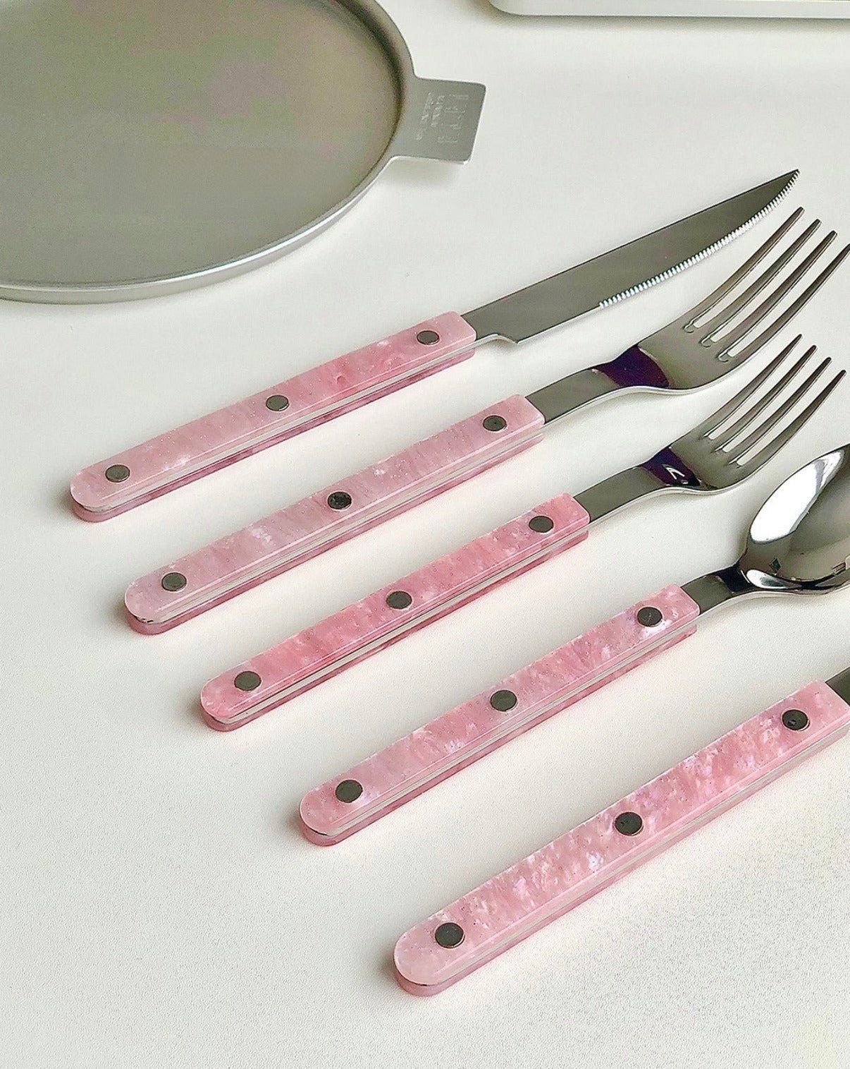 Set of 10 Sleek Modern Pinky Elegant Salt Lake Flatware Cutlery - Cart2u.ro