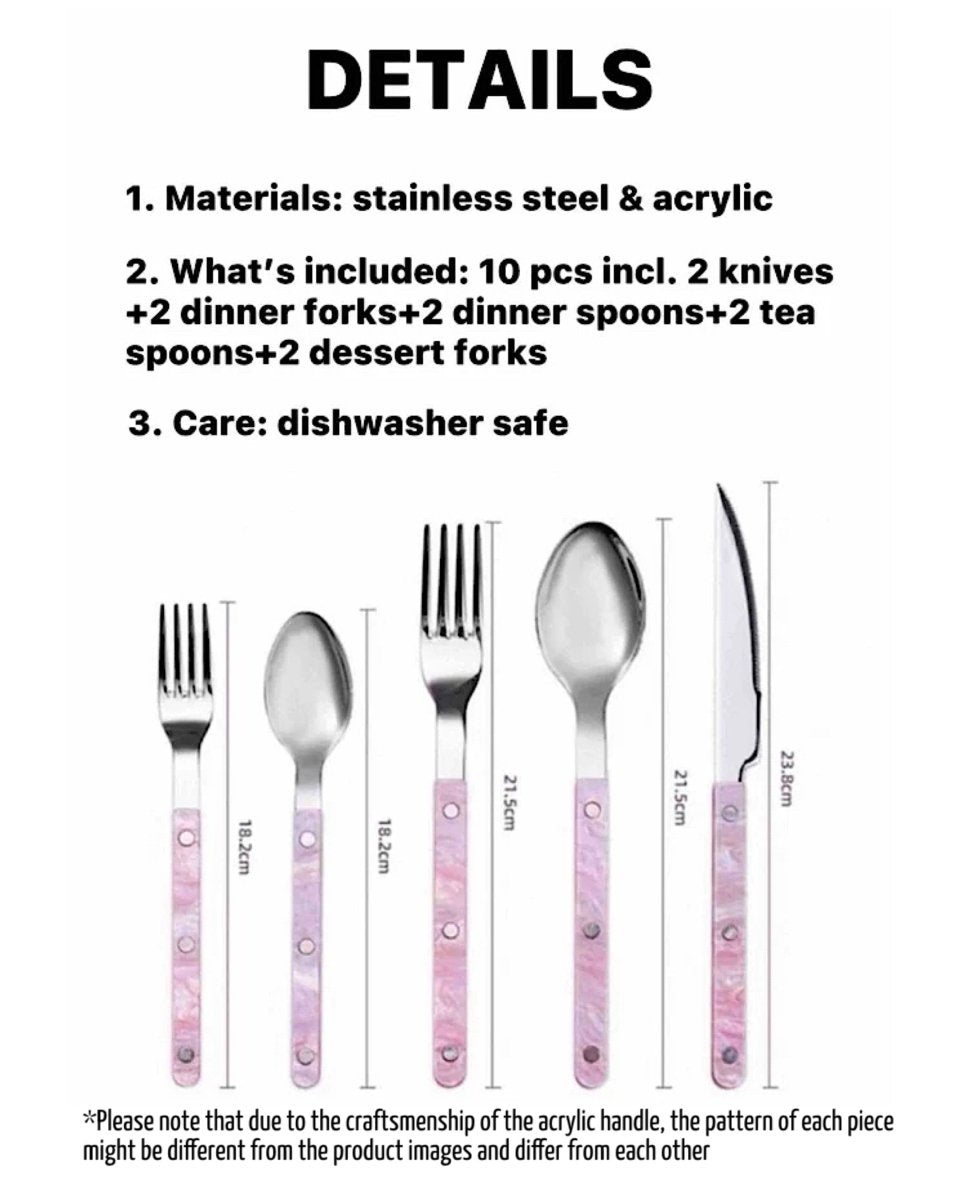Set of 10 Sleek Modern Pinky Elegant Salt Lake Flatware Cutlery - Cart2u.ro