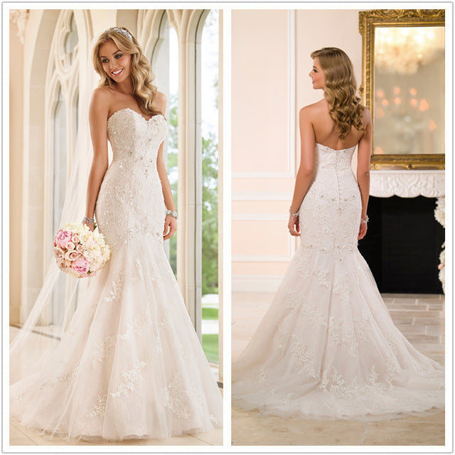 Trailing wedding dress tube top lace wedding dress - Cart2u.ro