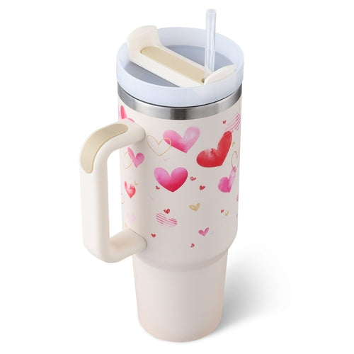 40 Oz Tumbler With Handle Straw Insulated, Stainless Steel Spill Proof - Cart2u.ro