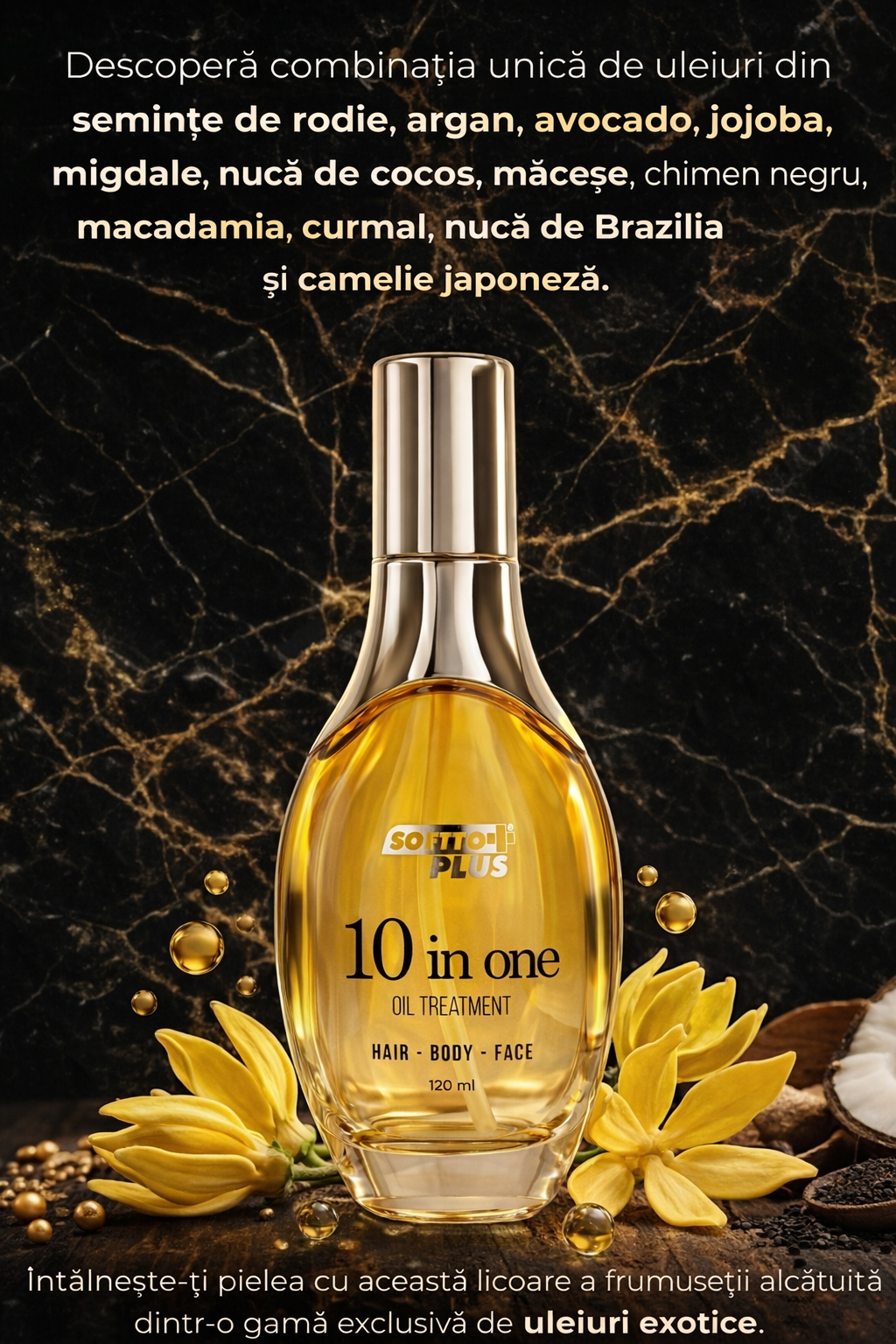 Ulei 10 în 1 pentru Păr, Corp și Față – cu Uleiuri Prețioase (120 ml) CRABLAND