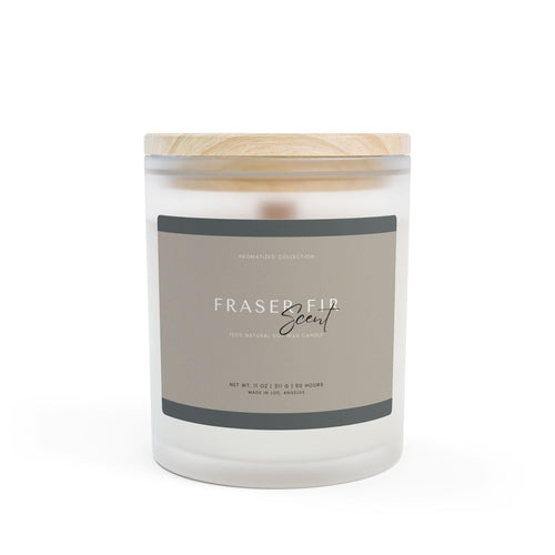 Fraser Fir Frosted Glass Candle 11oz | Zodiac Decor, Soothing Aroma, - Cart2u.ro