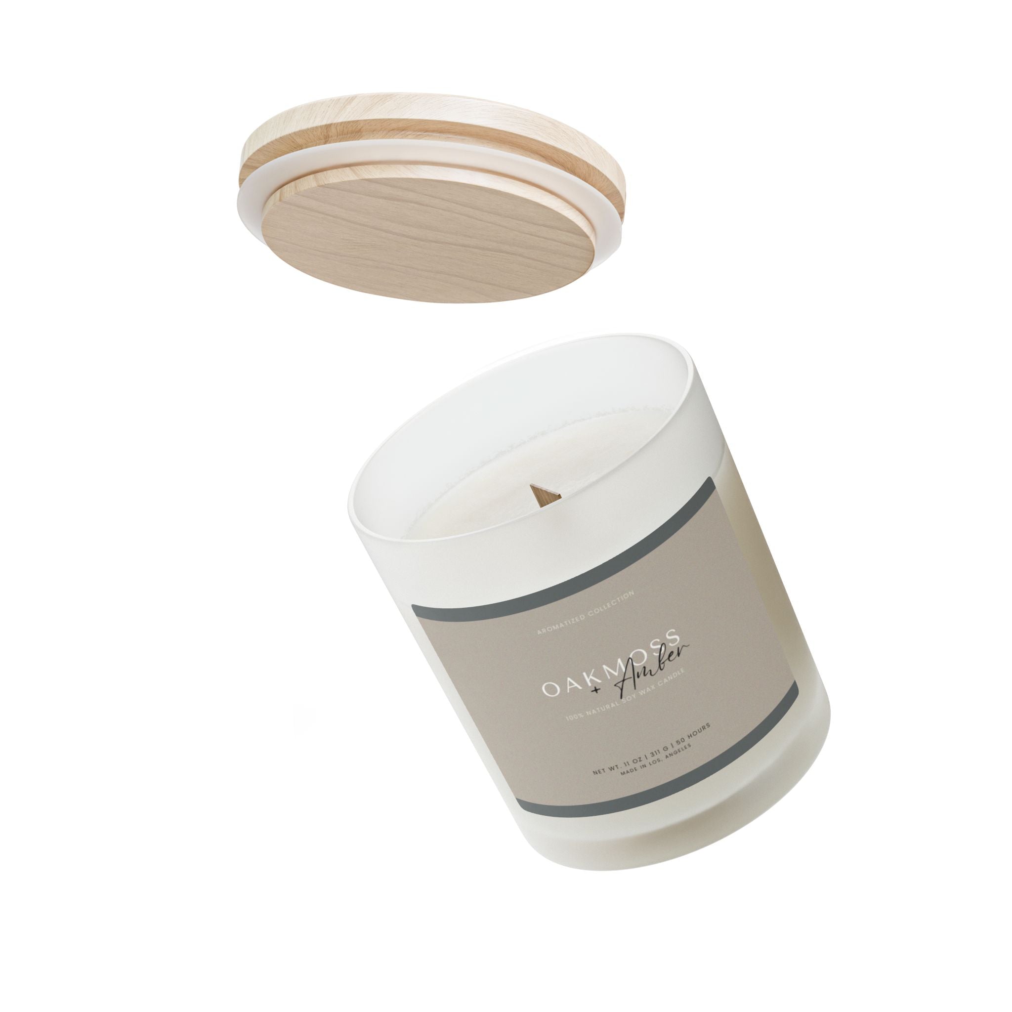 Oakmoss & Amber Scented Candle, 11oz Frosted Glass || Zodiac Decor, - Cart2u.ro