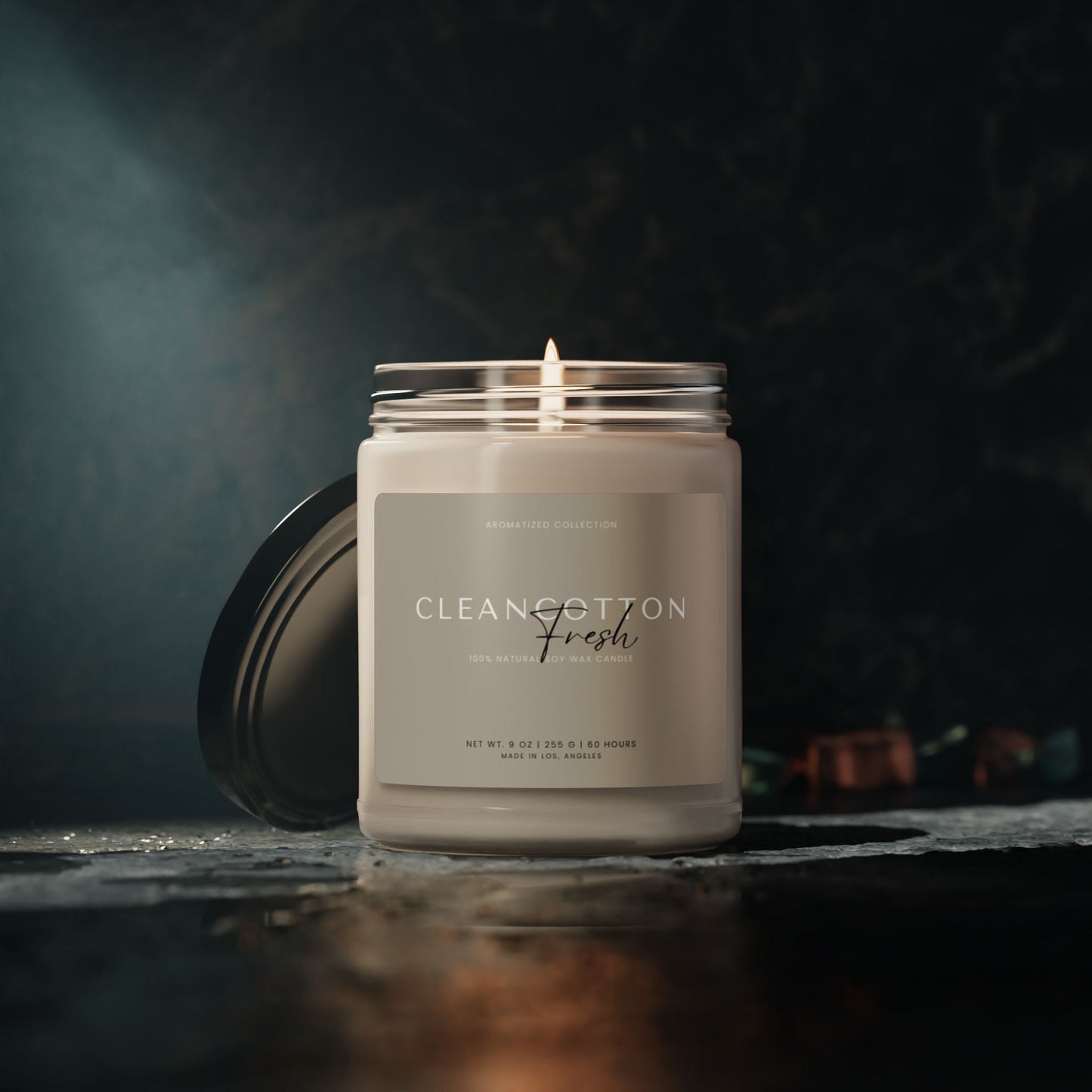 Clean Cotton Scented Soy Candle, Relaxing Home Decor, Natural