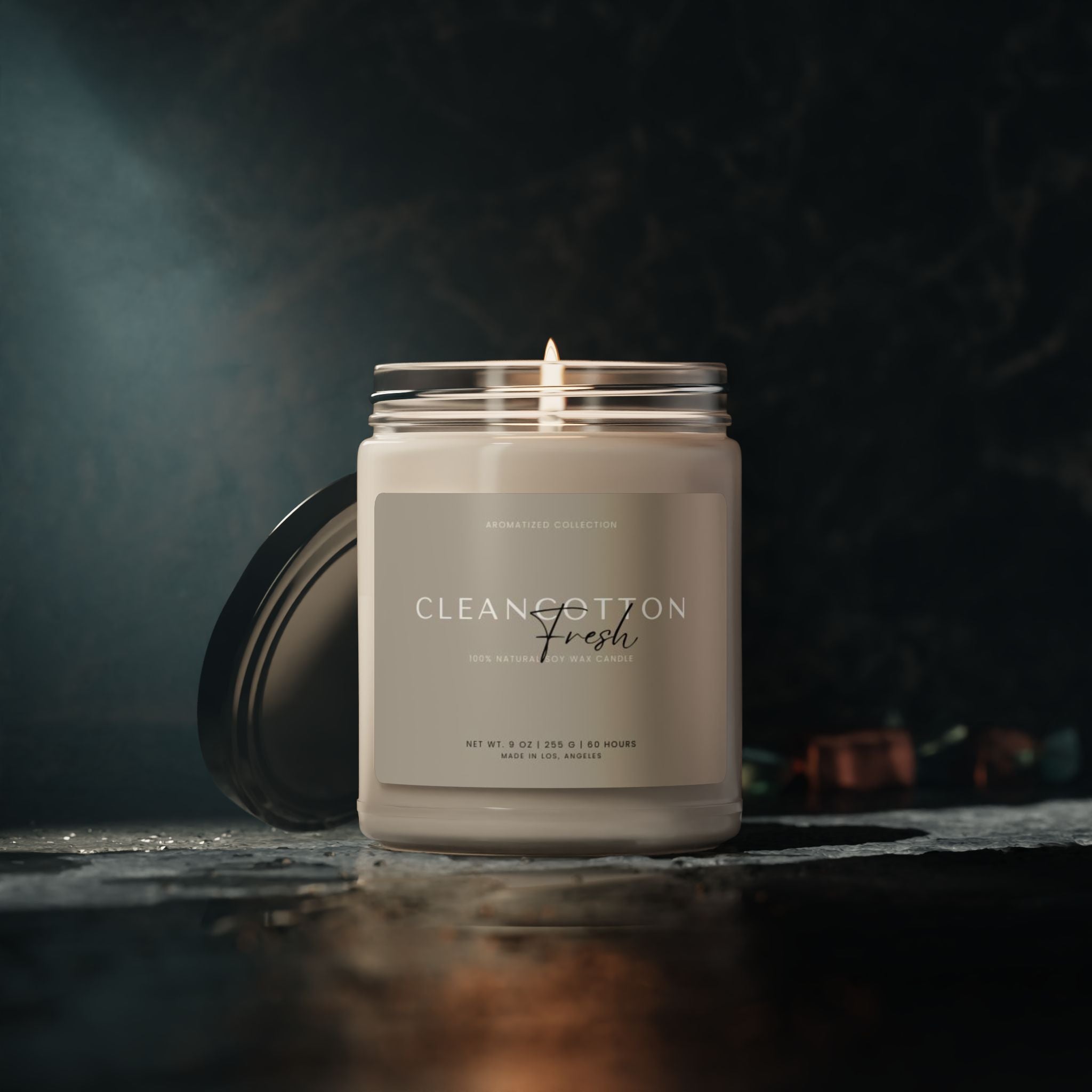 Clean Cotton Scented Soy Candle, Relaxing Home Decor, Natural