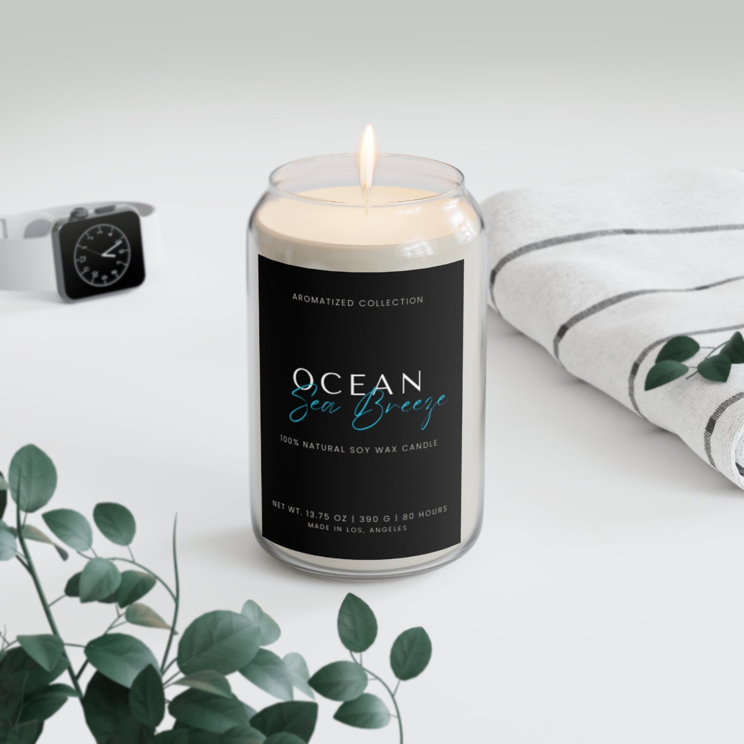 Ocean Sea Breeze Scented Soy Candle - Relaxing Aromatherapy for Home,