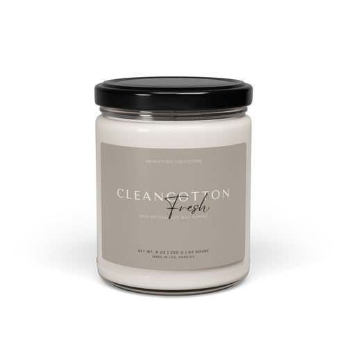 Clean Cotton Scented Soy Candle, Relaxing Home Decor, Natural