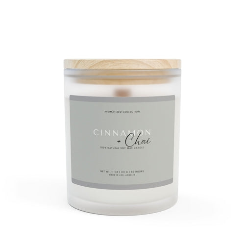 Cinnamon & Chai Soy Wax Candle, Frosted Glass Candle, Aromatherapy,