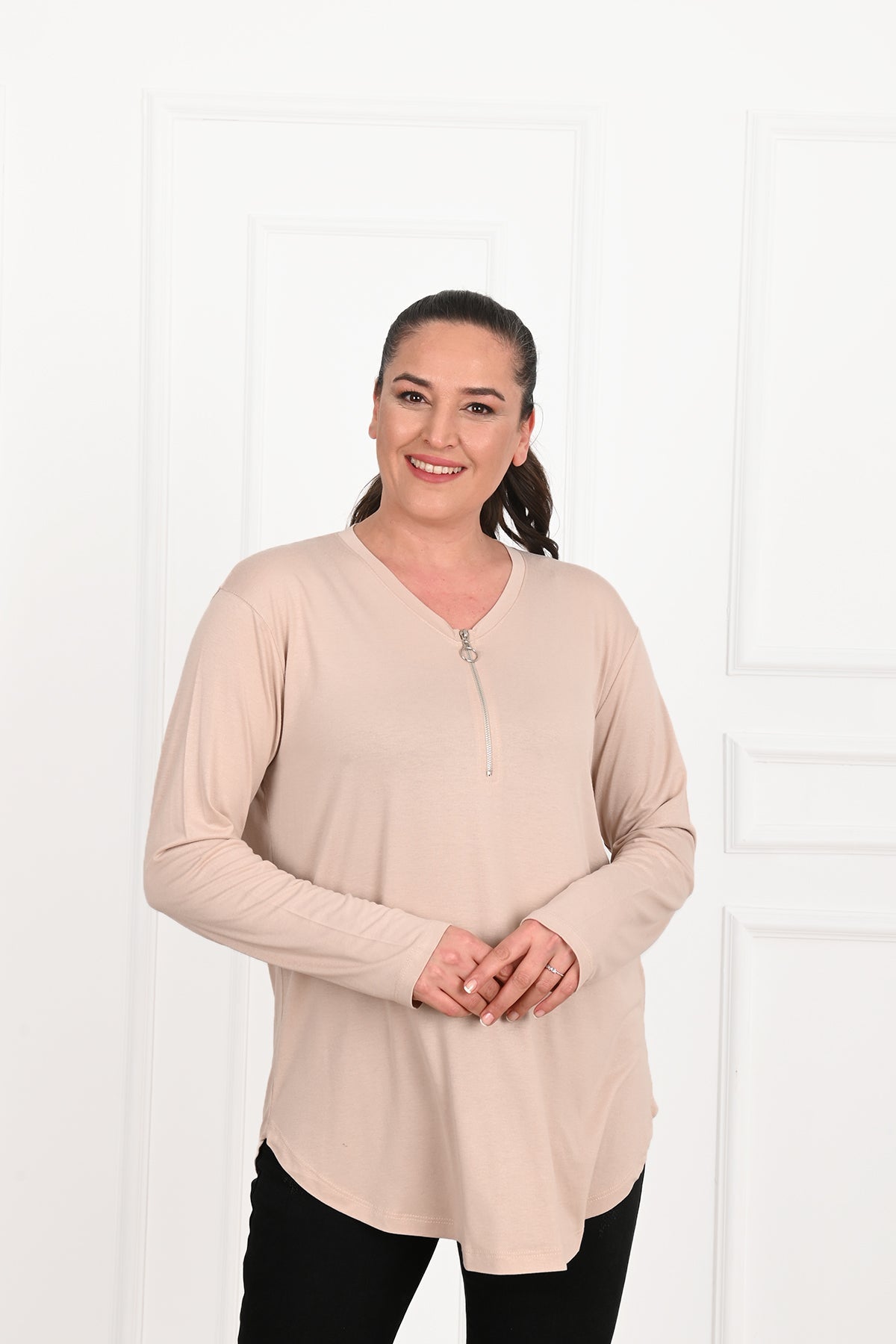 Bluza dama marimi mari cu fermoar 1387-23 BIGsize