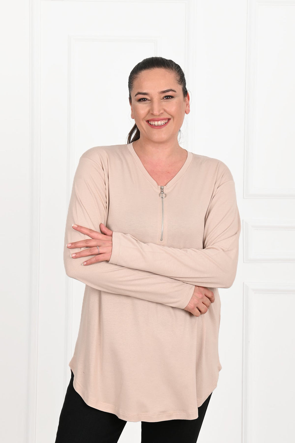 Bluza dama marimi mari cu fermoar 1387-23 BIGsize