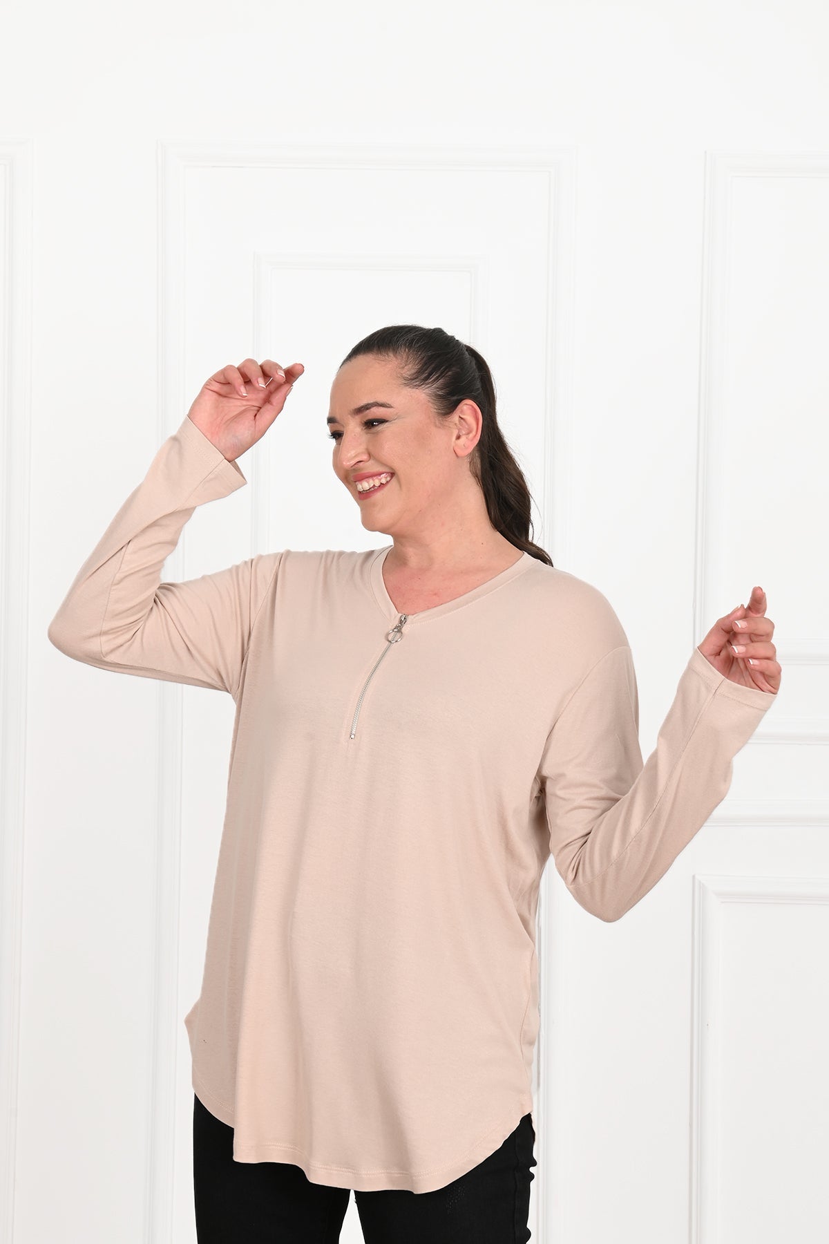 Bluza dama marimi mari cu fermoar 1387-23 BIGsize