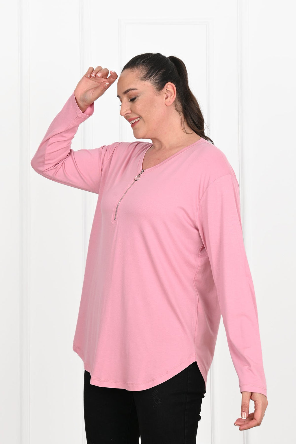 Bluza dama marimi mari cu fermoar 1387-23 BIGsize