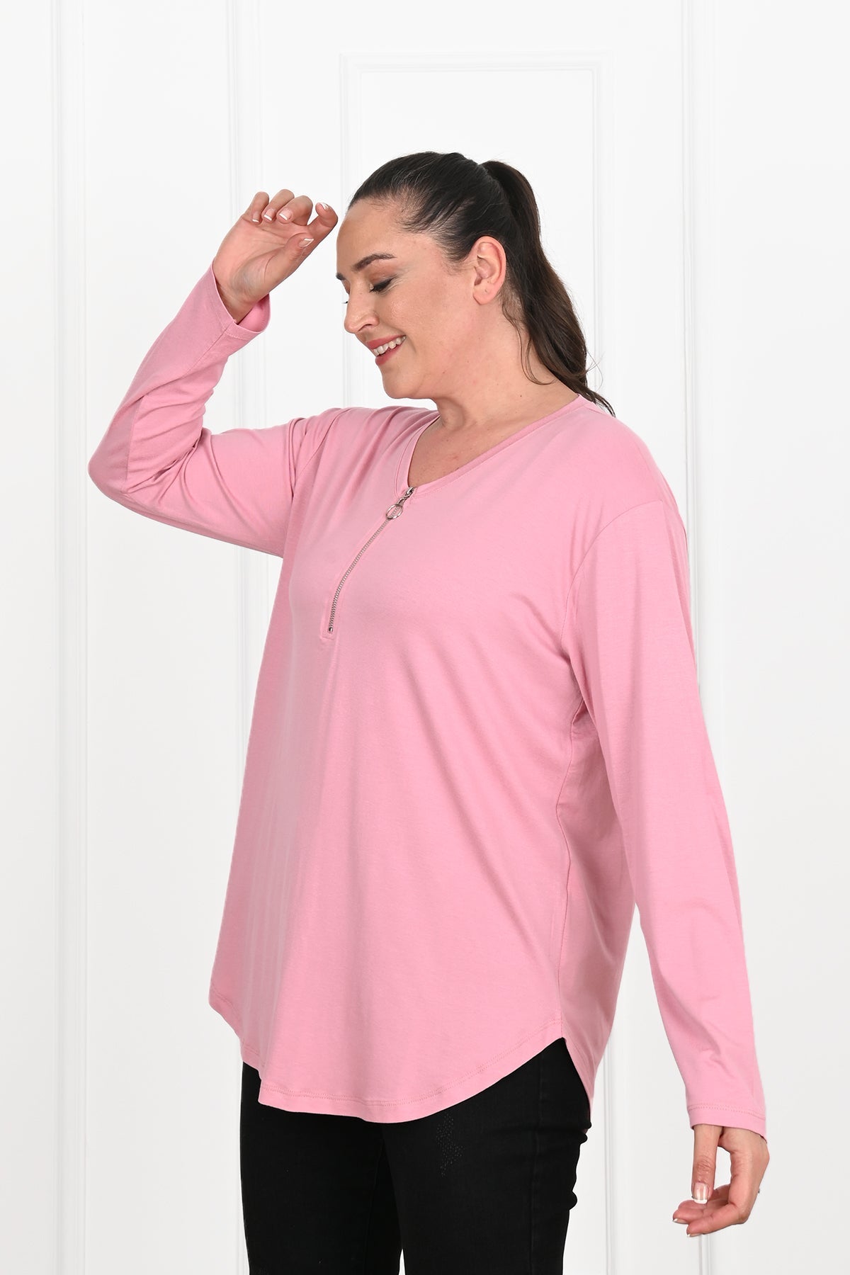 Bluza dama marimi mari cu fermoar 1387-23 BIGsize
