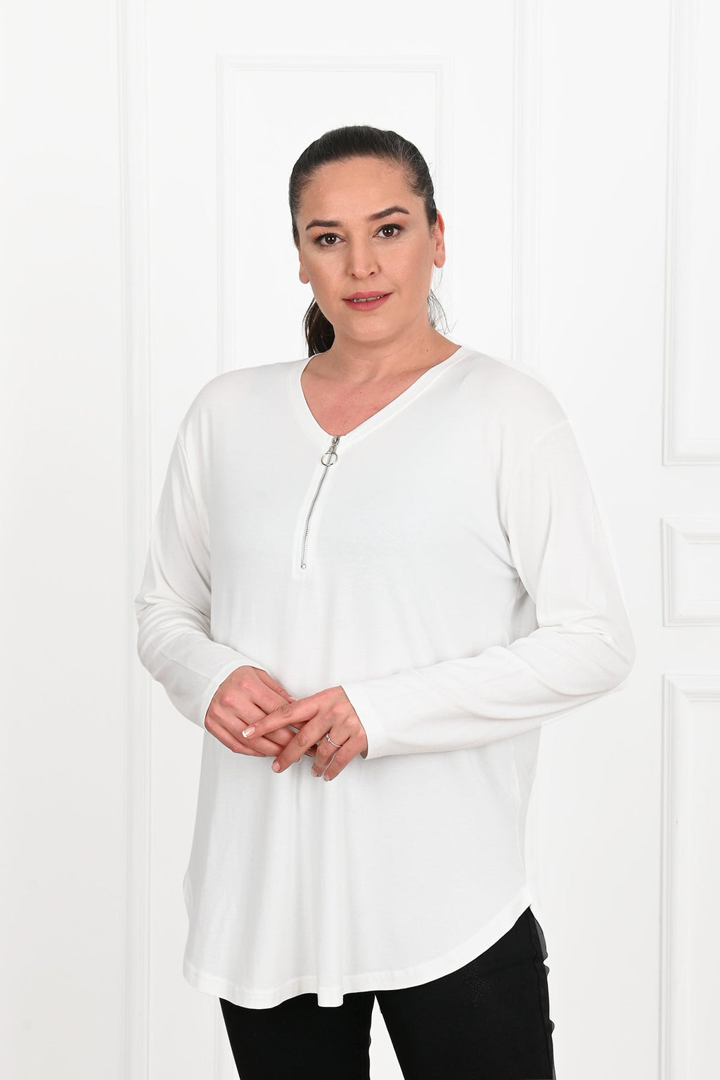 Bluza dama marimi mari cu fermoar 1387-23 BIGsize