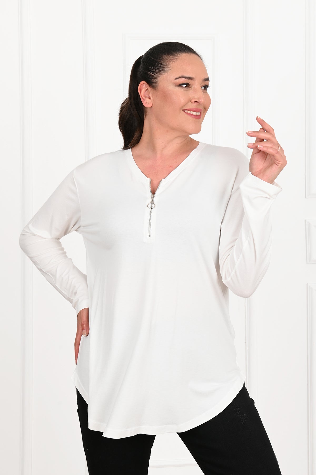 Bluza dama marimi mari cu fermoar 1387-23 BIGsize