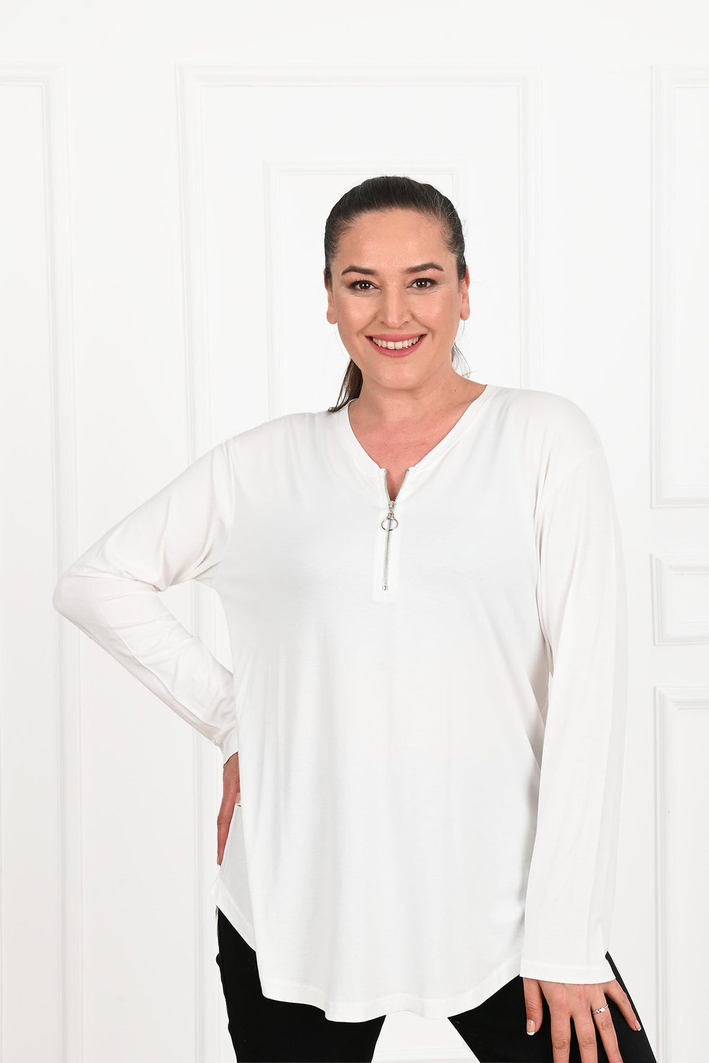 Bluza dama marimi mari cu fermoar 1387-23 BIGsize