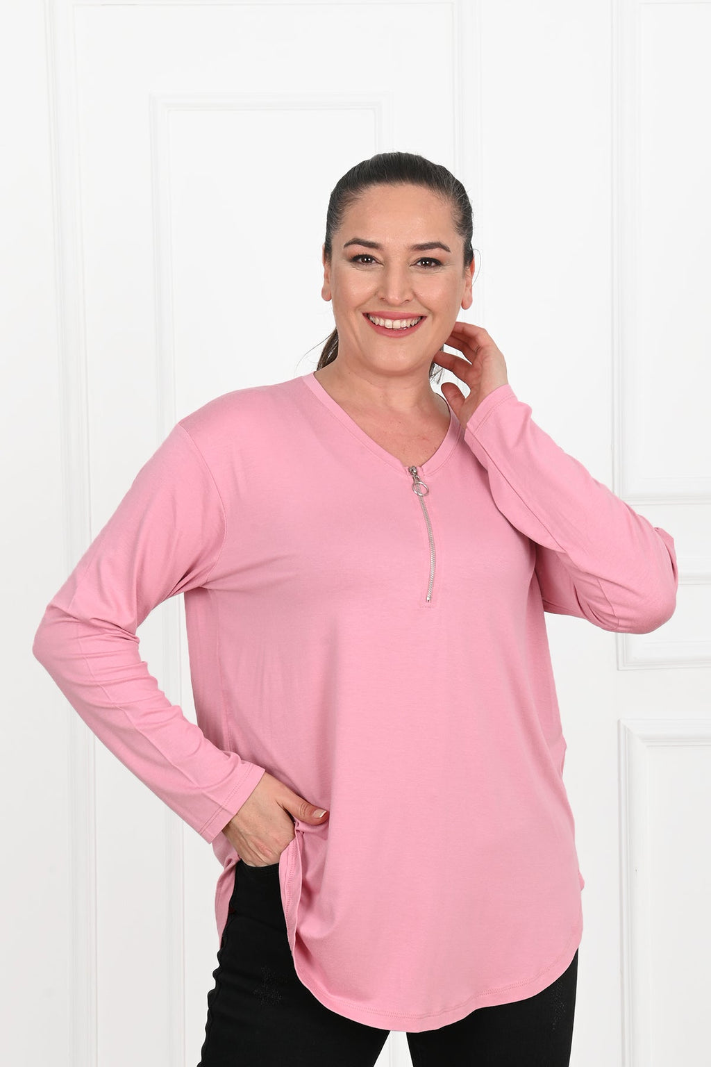 Bluza dama marimi mari cu fermoar 1387-23 BIGsize
