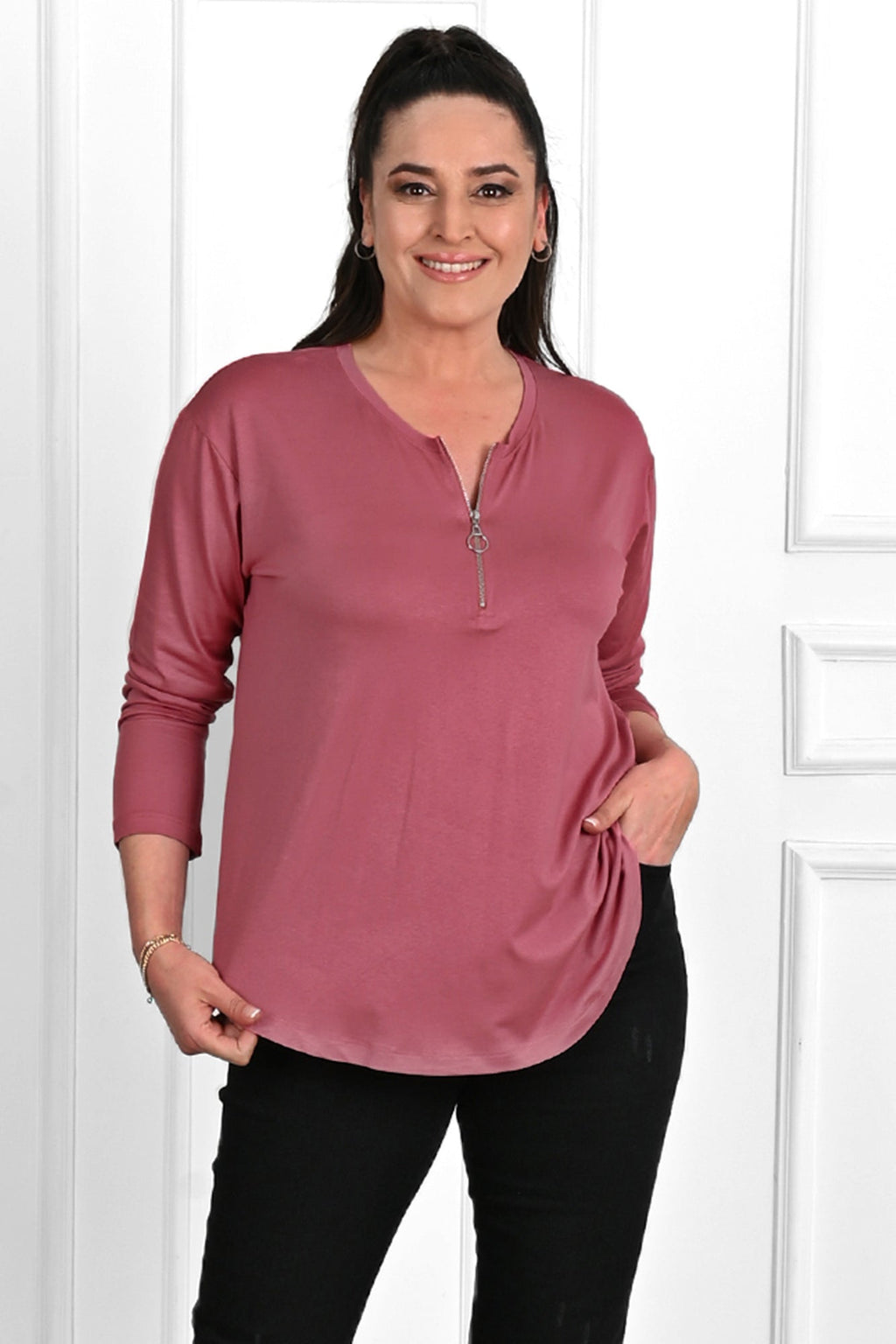 Bluza dama marimi mari cu fermoar 1387-23 BIGsize