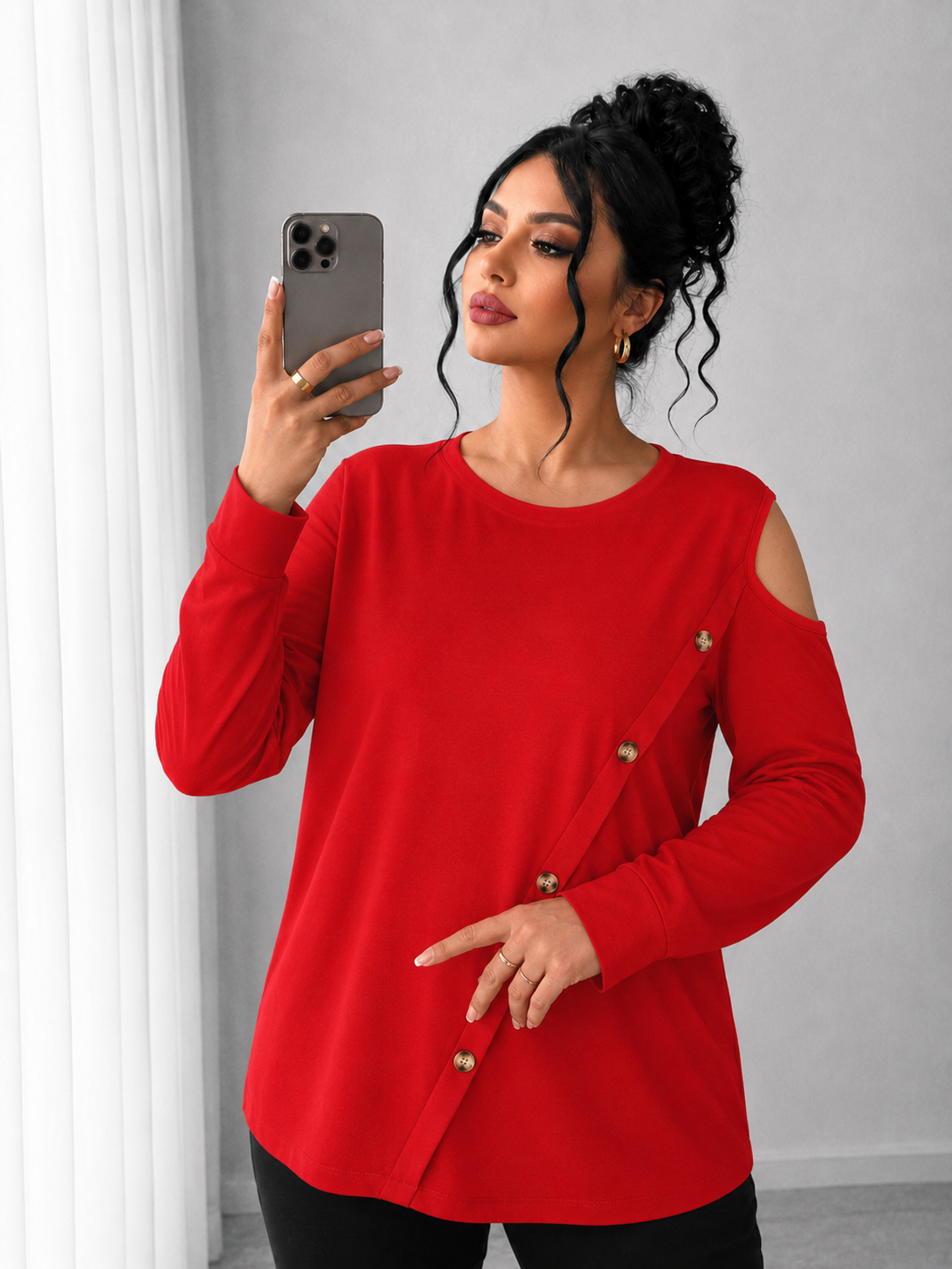 Bluza dama marimi mari cu capse 1390-23 BIGsize