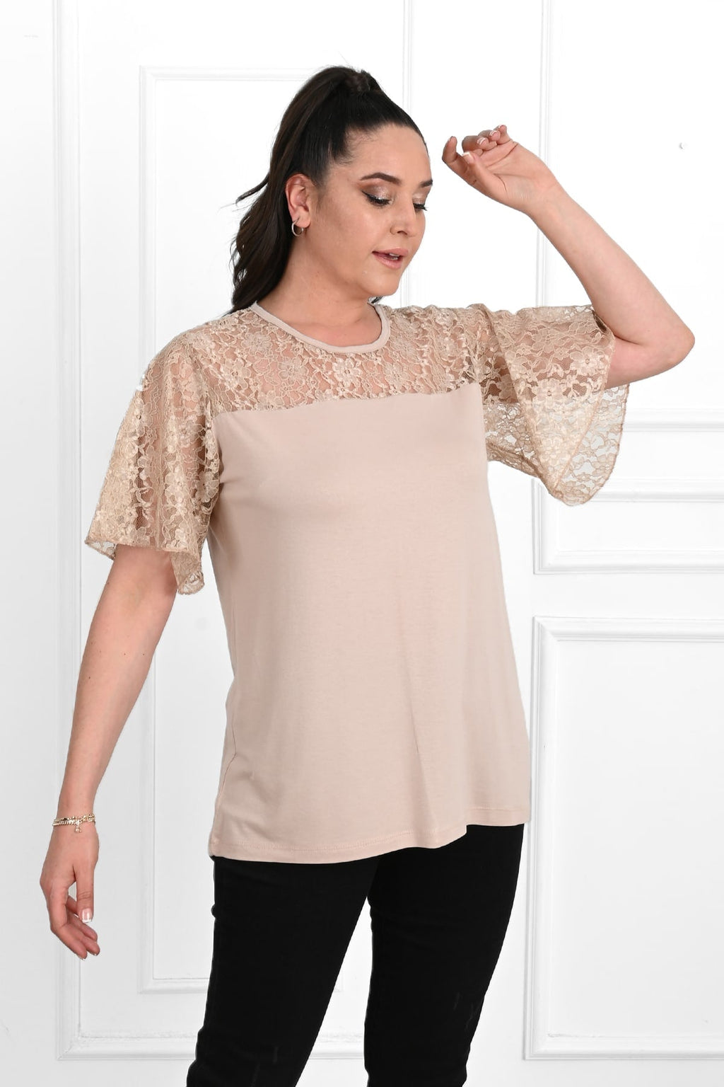 Tricou dama marimi mari cu dantela 1428-23 BIGsize