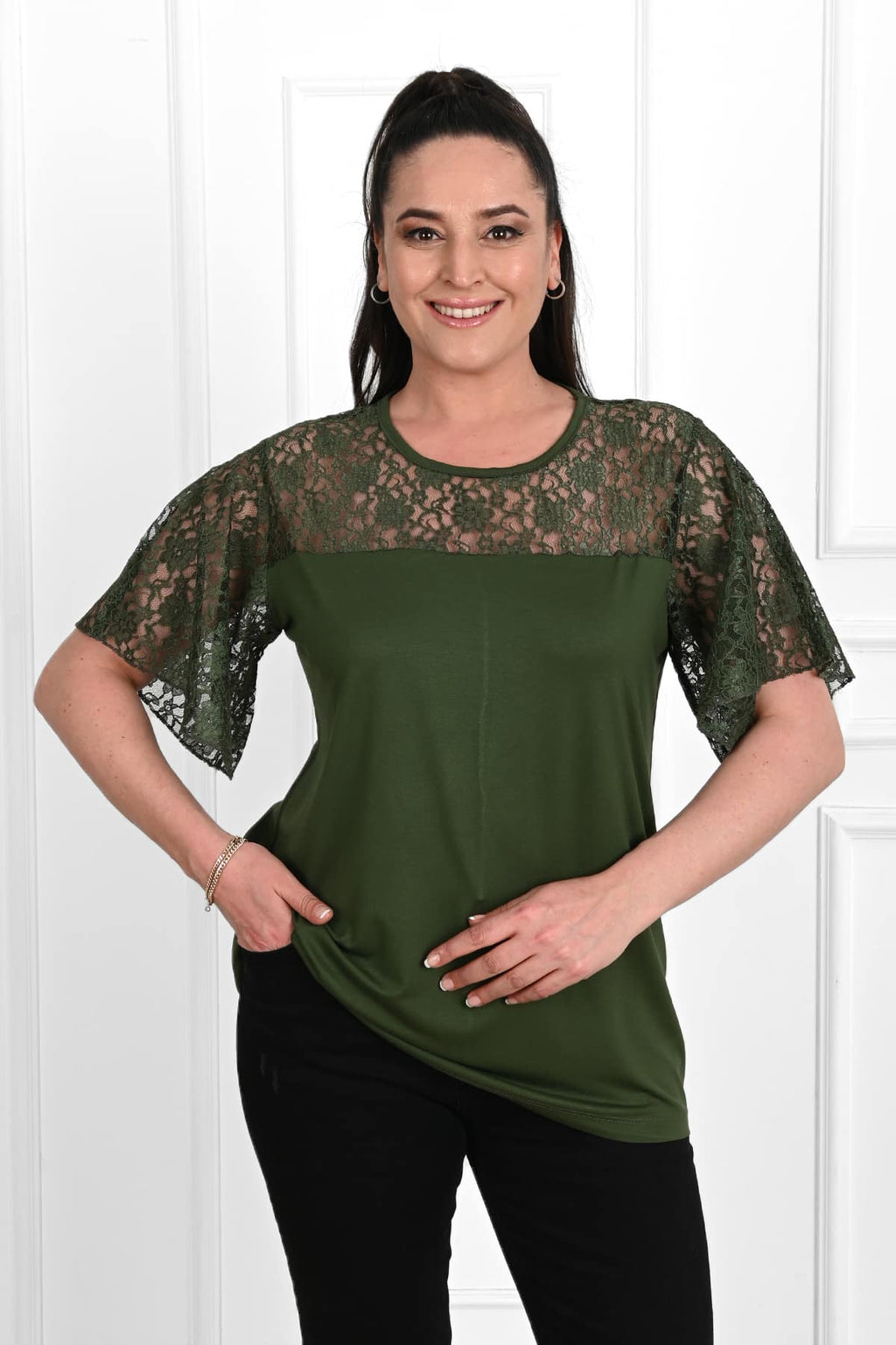 Tricou dama marimi mari cu dantela 1428-23 BIGsize
