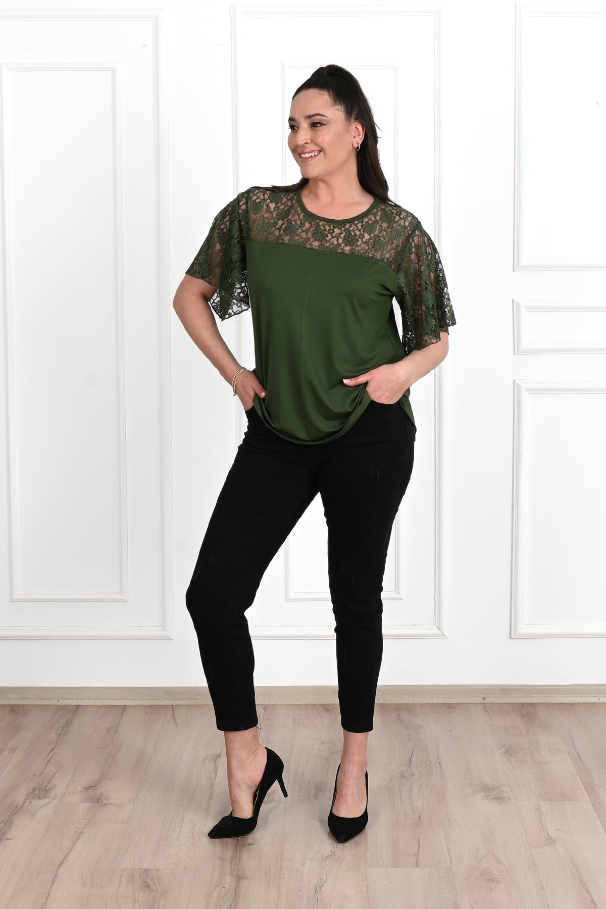 Tricou dama marimi mari cu dantela 1428-23 BIGsize