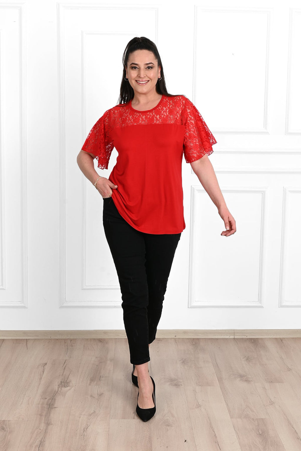 Tricou dama marimi mari cu dantela 1428-23 BIGsize