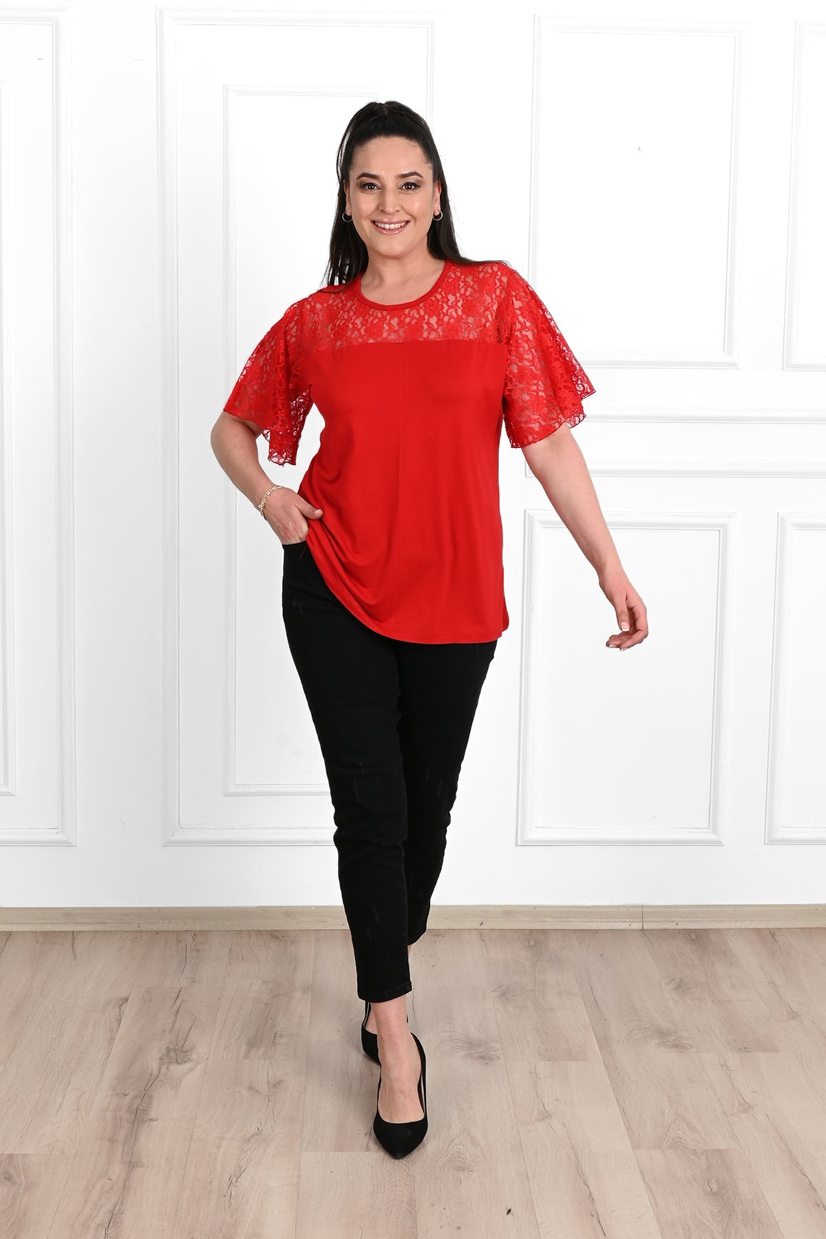 Tricou dama marimi mari cu dantela 1428-23 BIGsize