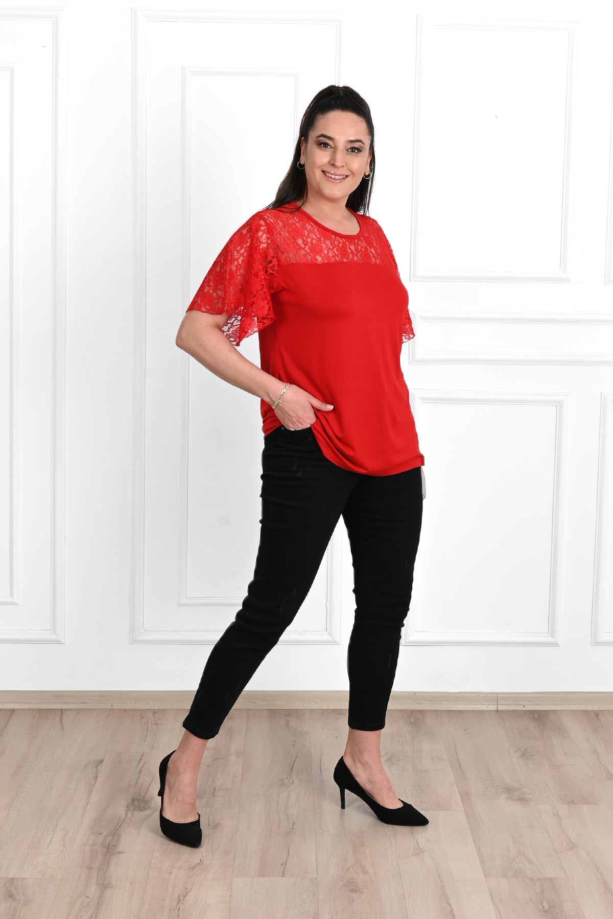 Tricou dama marimi mari cu dantela 1428-23 BIGsize
