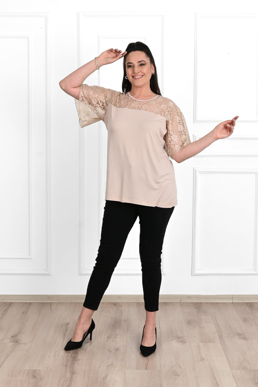 Tricou dama marimi mari cu dantela 1428-23 BIGsize