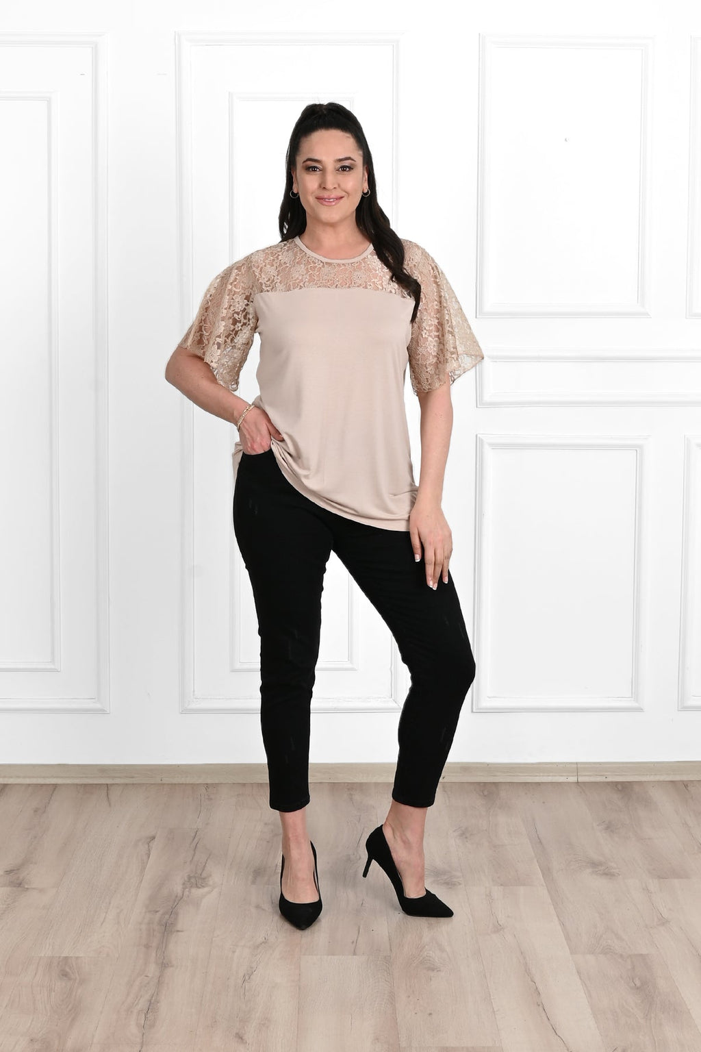 Tricou dama marimi mari cu dantela 1428-23 BIGsize