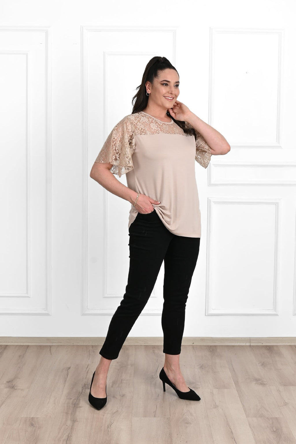 Tricou dama marimi mari cu dantela 1428-23 BIGsize