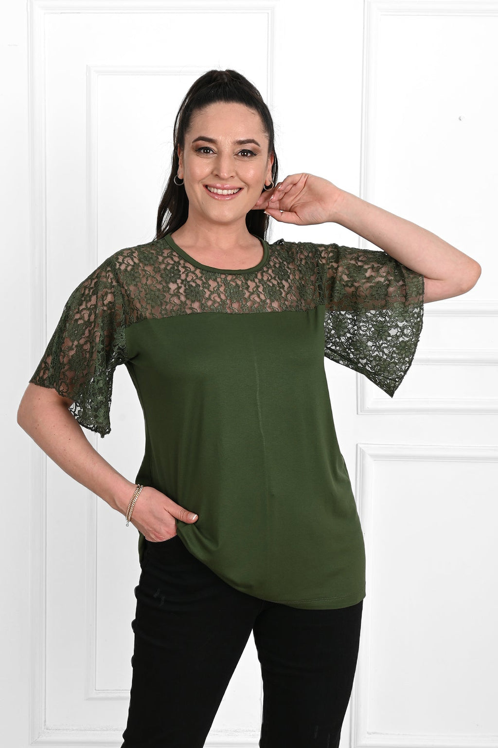 Tricou dama marimi mari cu dantela 1428-23 BIGsize