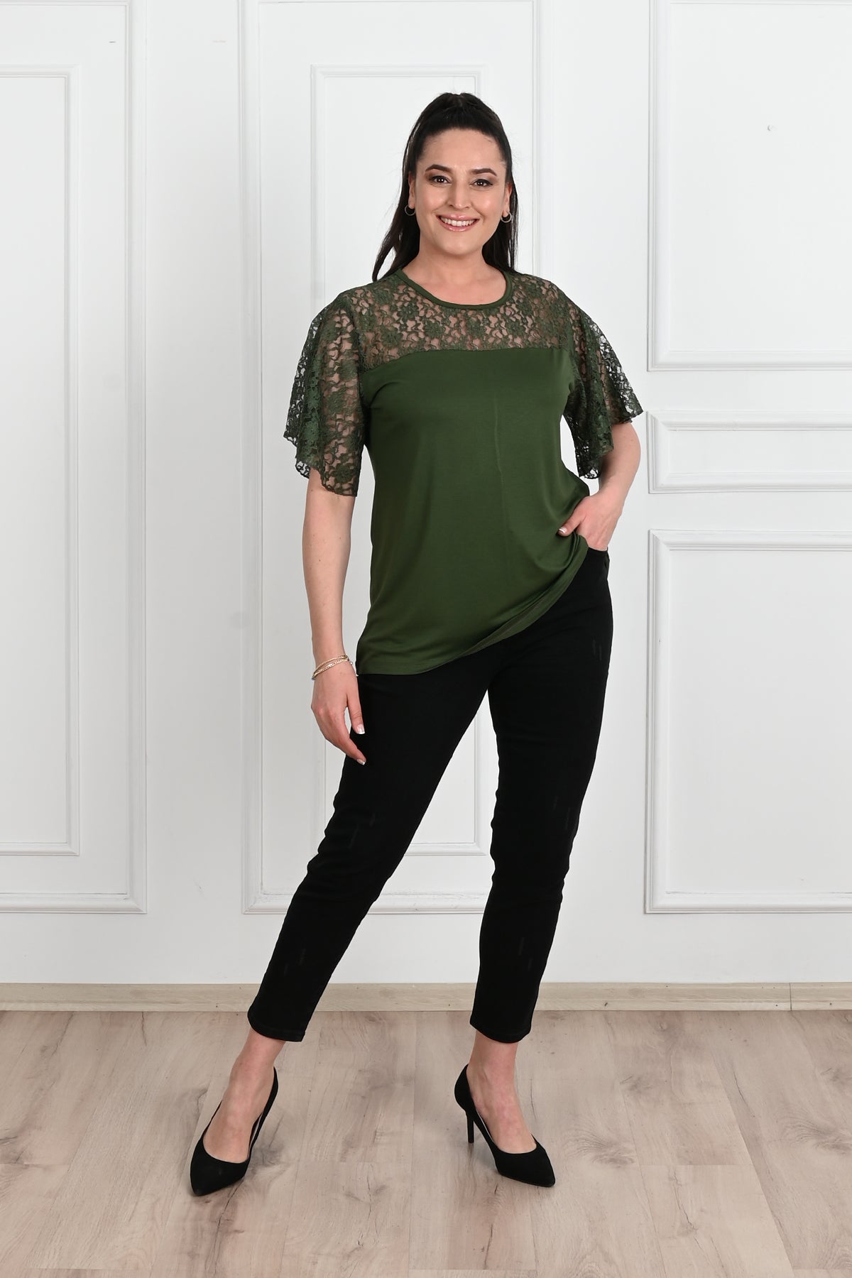 Tricou dama marimi mari cu dantela 1428-23 BIGsize