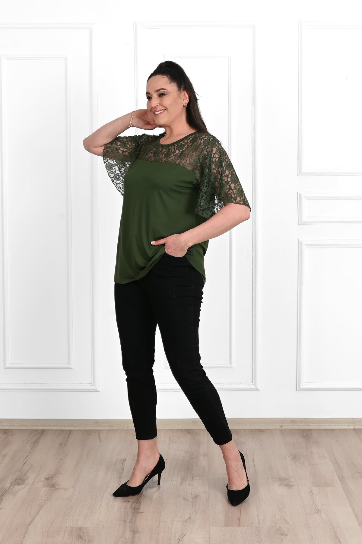 Tricou dama marimi mari cu dantela 1428-23 BIGsize
