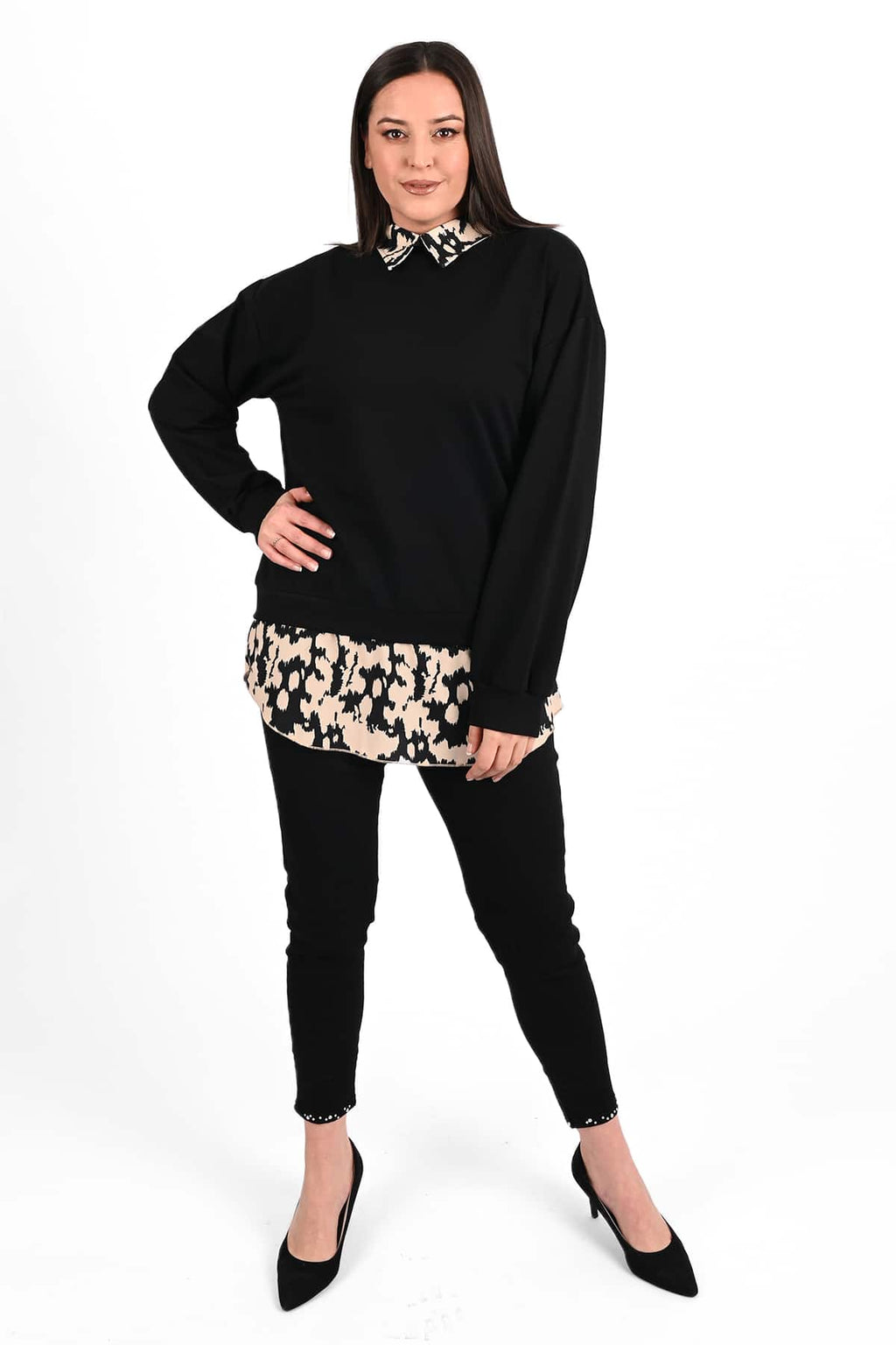 Bluza dama marimi mari cu imprimeu 1436-23 BIGsize
