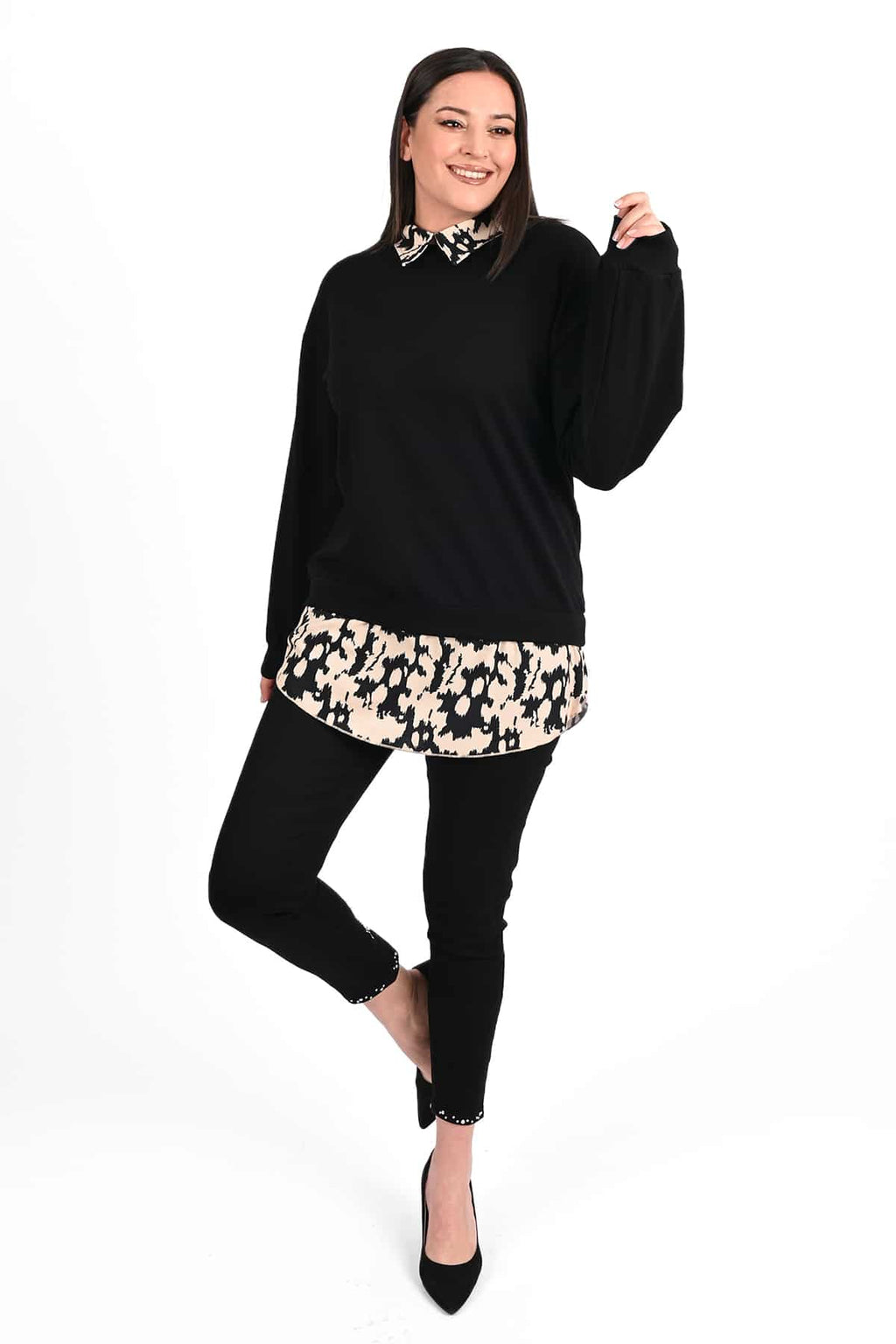 Bluza dama marimi mari cu imprimeu 1436-23 BIGsize