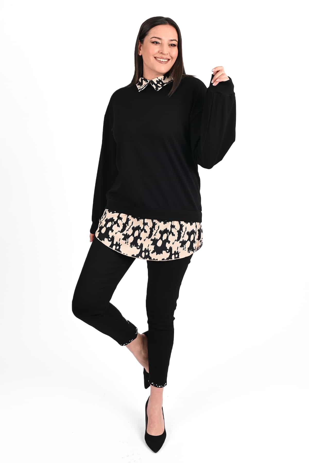 Bluza dama marimi mari cu imprimeu 1436-23 BIGsize